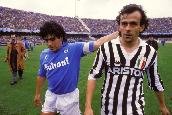 1987 Michel Platini with Maradona